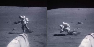 太空人在月球上走路原來有那麼多漏網鏡頭，1/6的引力讓動作都變得超滑稽